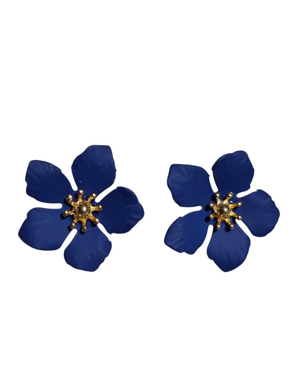Vintage Blue Flower Shaped Stud Earrings Retro Cottagecore Fashion Jewelry Women